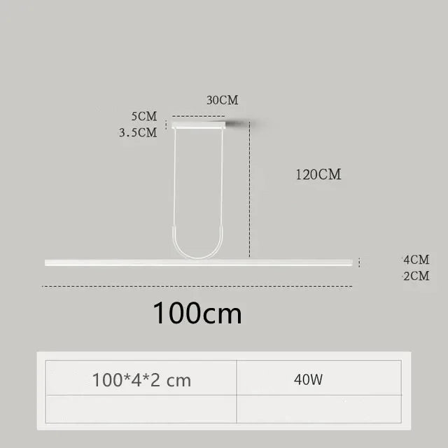Nordic Long LED Pendant Light Iron 80cm 100cm 120cm 150cm Black White Kitchen Island 90-260V