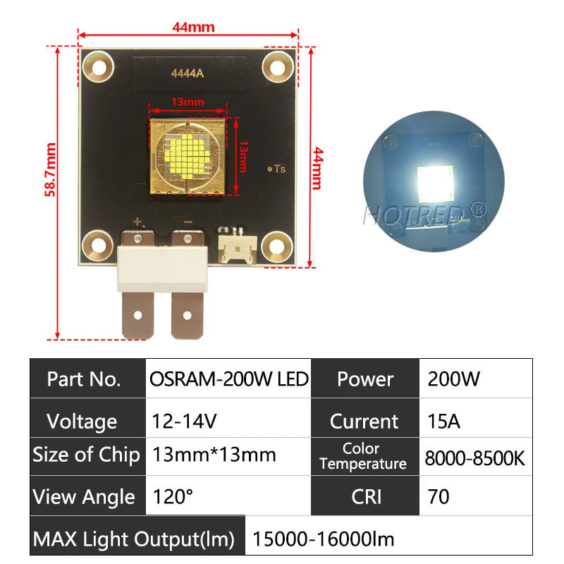 OSRAM High-Power LED Chip 40W 60W 80W 150W 200W 300W 400W Cold White 7000-9000K Copper