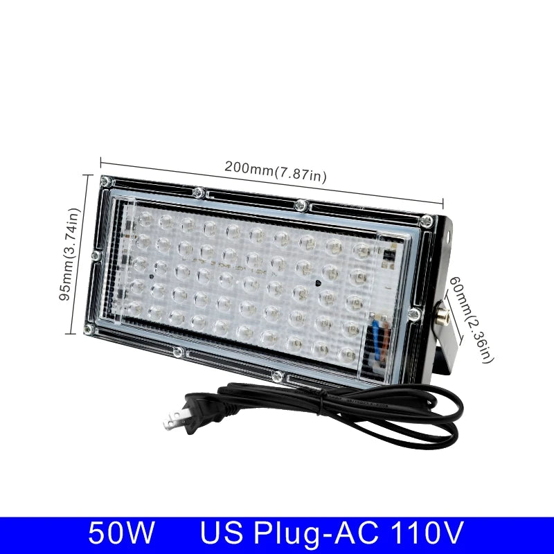 UV LED Flood Light 50W 100W 395-400nm IP65 AC 110V Body Paint Party Stage Lamp