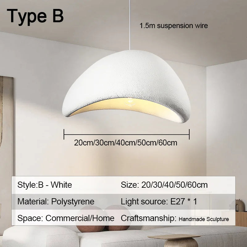 Nordic Wabi-Sabi Hand Knitted LED Pendant Light Single Head PP Plastic Cord Pendant AC 90-260V Living Room Dining Room