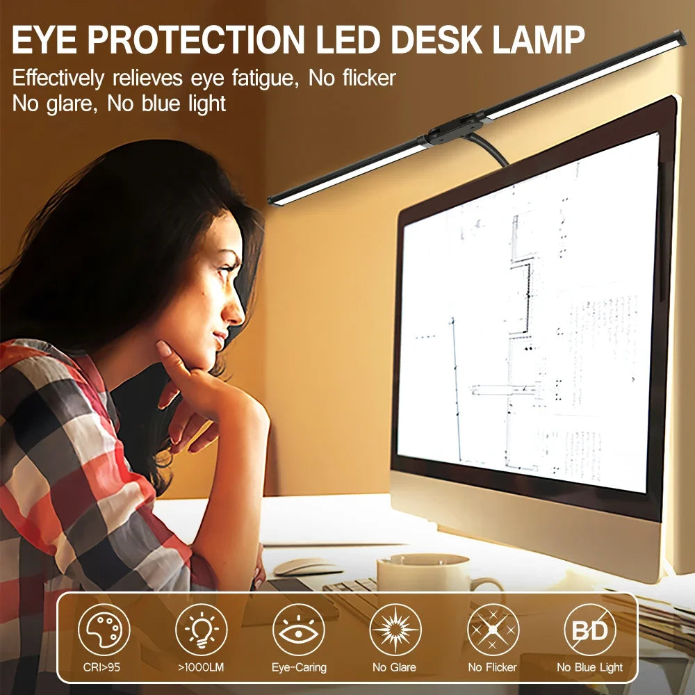Double-Head LED Desk Lamp 80cm USB DC 5V CRI 90 5-Level Dim 5-CCT 2700-6500K Remote