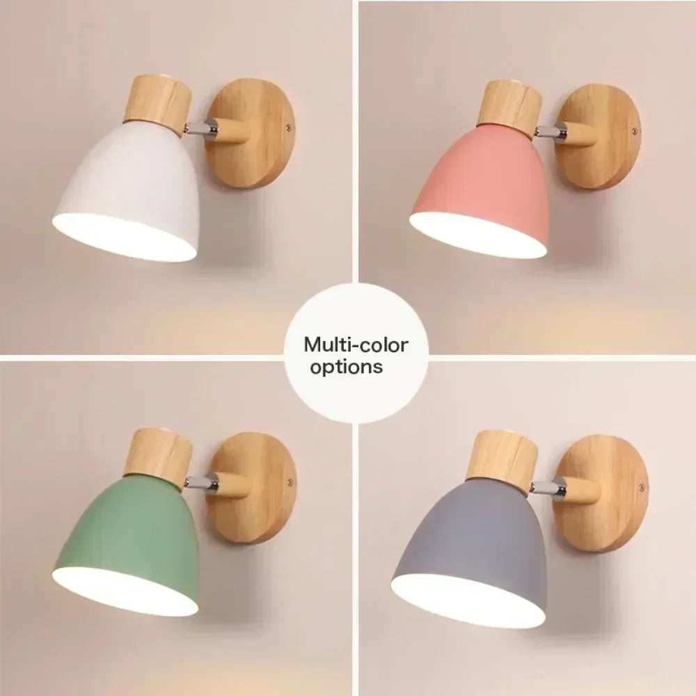 Nordic E26 E27 Wall Sconce Adjustable Steering Head 6 Colors Knob Switch 90-260V Bedroom Living Room