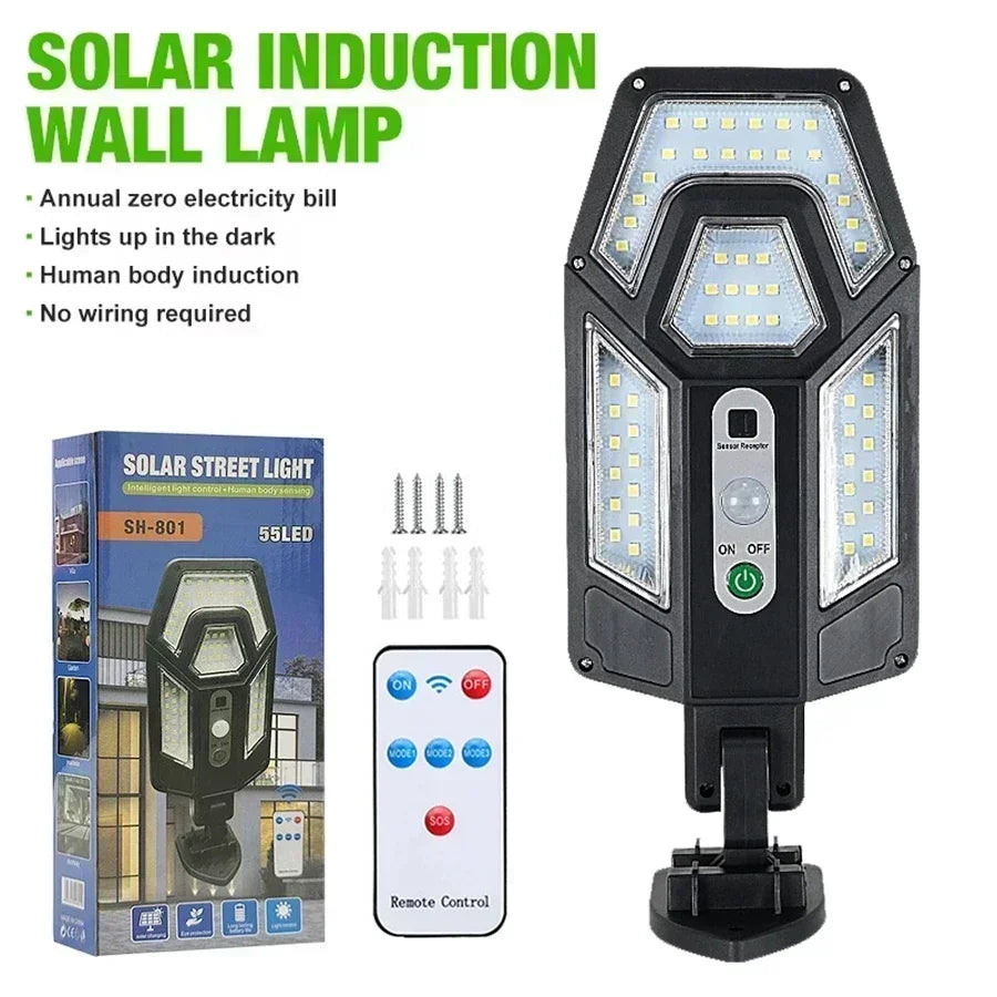 BALDR COB Solar LED Wall Light 1500lm 270° PIR 3-Mode Remote IP65 2200mAh 227x84mm