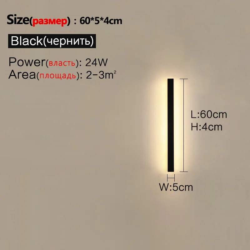 Modern Nordic LED Outdoor Wall Lamp IP65 Metal Acrylic Black Dimmable Remote AC 110-240V