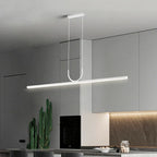Nordic Long LED Pendant Light Iron 80cm 100cm 120cm 150cm Black White Kitchen Island 90-260V
