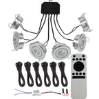 6-Pack 3W COB Mini LED Downlight Kit Dimmable 40-45mm Cutout 4m Cable AC 86-265V Remote