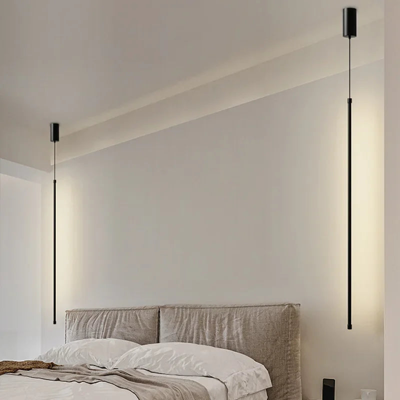 Modern Linear LED Chandelier Pendant Light 3 Head Black Brushed Aluminum Adjustable Wire Dining Room Kitchen Island