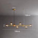 Modern Multi-Head Glass Pendant Chandelier 8 10 12 Heads 72-106W 4-Mode AC 90-240V