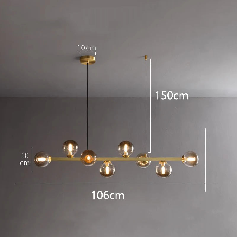 Modern Multi-Head Glass Pendant Chandelier 8 10 12 Heads 72-106W 4-Mode AC 90-240V