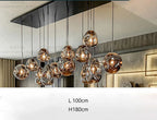 Modern Glass Iron Pendant Chandelier 3-21 Heads Round Linear Black Silver Gold AC 90-265V
