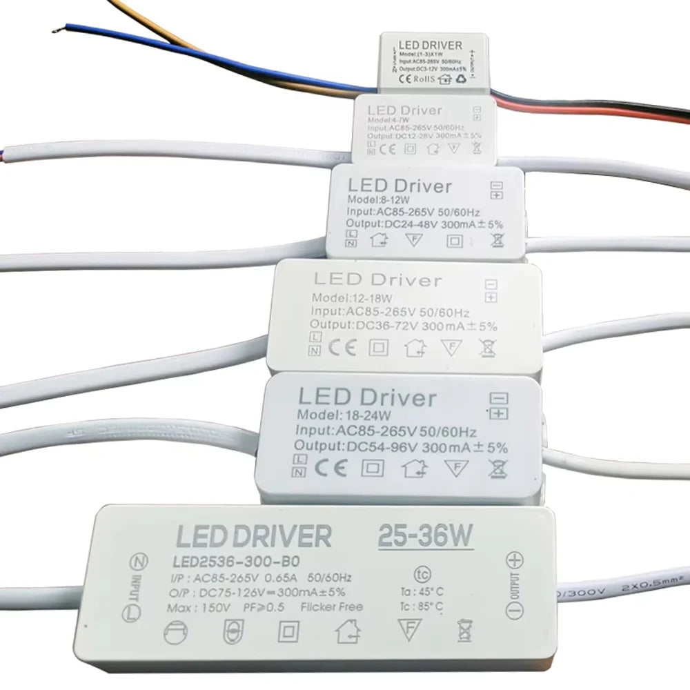 Constant Current LED Driver 300mA 350mA 1-3W to 25-36W AC 85-265V OVP Overload Protection