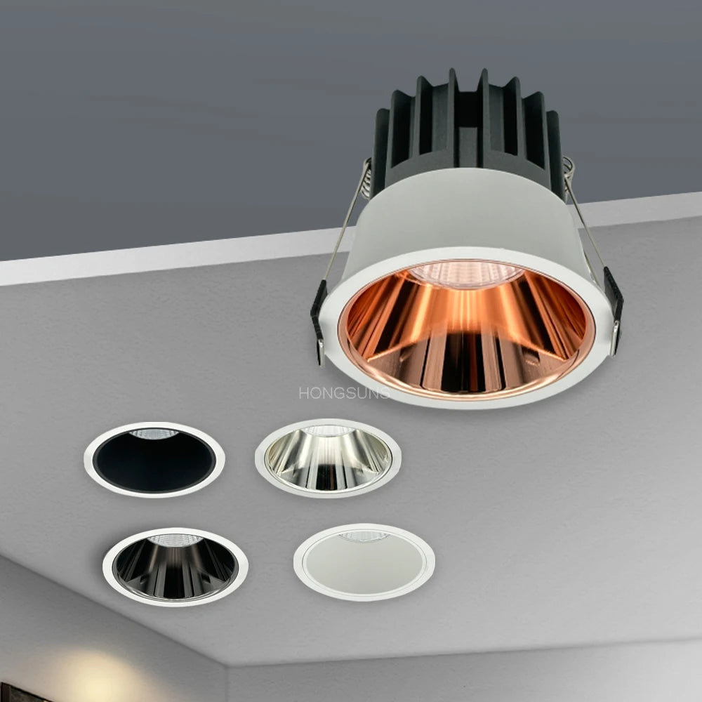 Dimmable COB LED Recessed Downlight 5W 7W 9W 12W 15W 18W CRI 95 120-130lm/W 85-265V