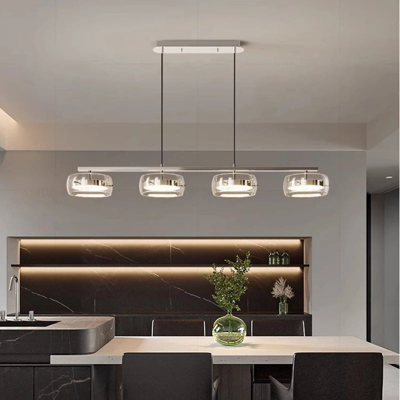 Nordic Multi-Head Glass Pendant Lamp 3 4 5 6 Heads 45-90W 3-Color Switchable AC 90-265V