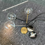 Nordic Glass Ball Pendant Light D15 20 25cm G4 Clear Glass Iron White Black Gold AC 90-260V