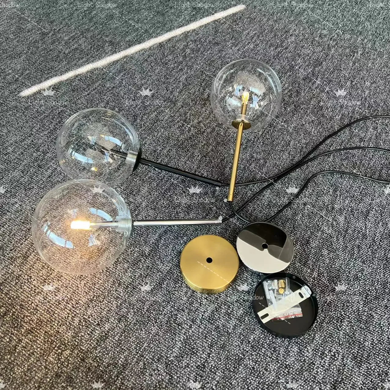 Nordic Glass Ball Pendant Light D15 20 25cm G4 Clear Glass Iron White Black Gold AC 90-260V