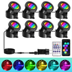 IP68 RGB LED Underwater Pond Spotlight 6 LED Beads 90 Degree Adjustable App and Remote Control 16 Million Colors ABS 5.5cm x 6cm Pond Garden