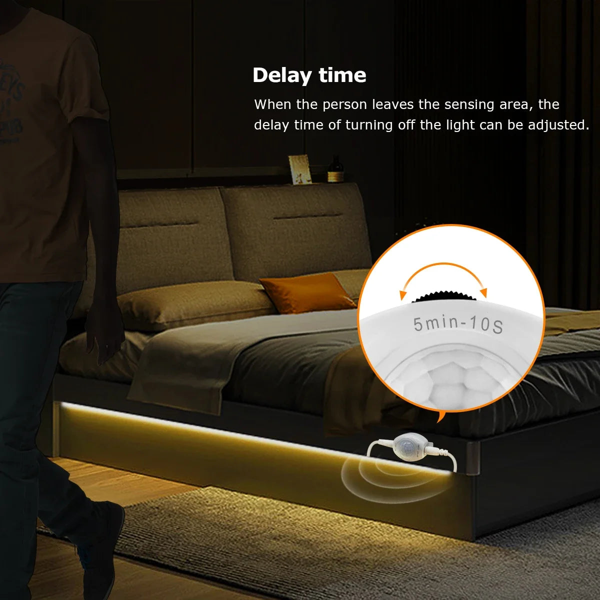 USB 5V LED Strip Light with PIR Motion Sensor SMD 2835 IP65 Waterproof 60 LED/m 1m 2m 3m Warm White Cool White Adjustable Delay