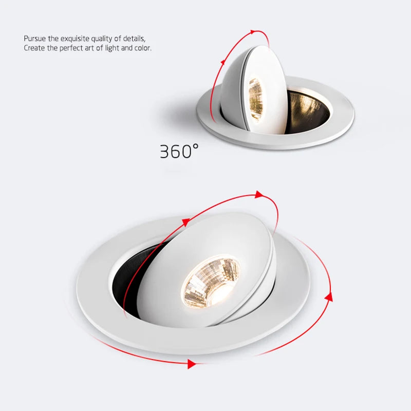 360° Adjustable Dimmable COB LED Recessed Downlight 5W 7W 10W 12W 15W 18W 20W