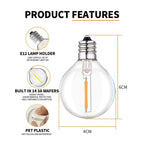 USB G40 LED String Light 1W 180lm/Bulb IP44 Warm White 25ft 50ft 100ft Patio Wedding