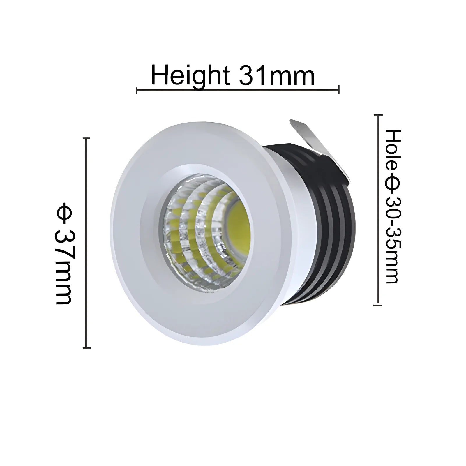 4-Pack 3W DC 12-24V COB LED Recessed Spotlight 300lm 60° CRI 80+ 37mm 30-35mm Cutout