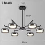 Nordic Multi-Head Glass Pendant Lamp 3 4 5 6 Heads 45-90W 3-Color Switchable AC 90-265V