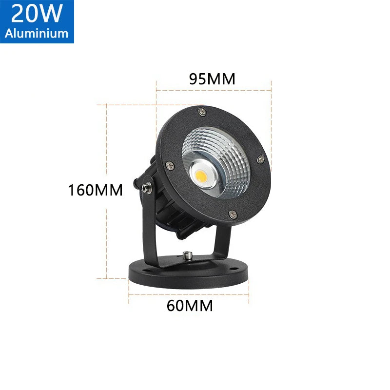 LED Garden Lawn Spike Light 5W 10W 15W 20W IP65 90-120lm/W AC 85-265V DC 12-24V Warm Cool RGB