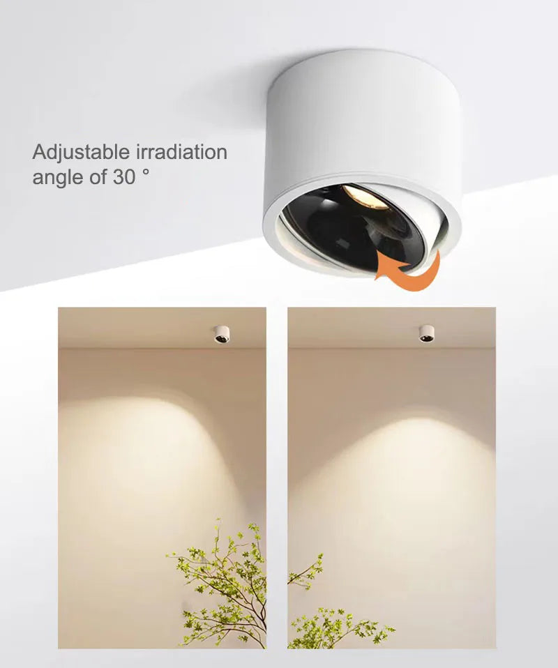Adjustable COB LED Surface Mounted Spotlight 5W 7W 9W 12W 15W Dimmable 85-265V