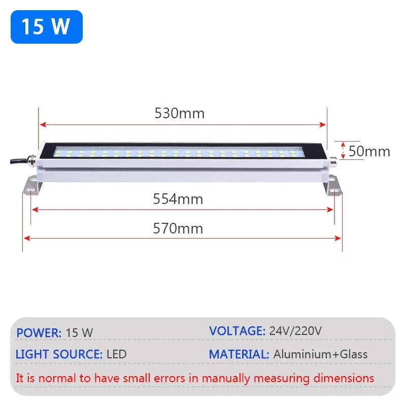 IP67 LED Machine Work Light 5W 10W 12W 15W Waterproof Oil-Proof DC 24-36V AC 110-220V CNC