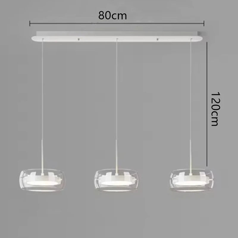Modern Multi-Head Glass Pendant Light 1 3 4 Heads 5-60W Ironware Dimmable AC 90-265V