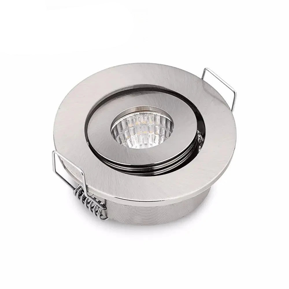 Mini 3W COB LED Recessed Spotlight DC12V 24V 52mm 270-300lm Satin Nickel 42mm Cutout 10 Pack