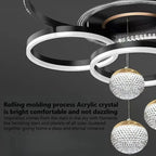 Modern Luxury LED Pendant Chandelier Iron Acrylic White Gold Black Dimmable Remote 85-265V