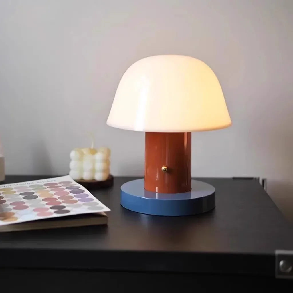 Nordic Retro Mushroom Table Lamp Touch Dimmable USB Charging AC 90-260V Bedroom Bedside