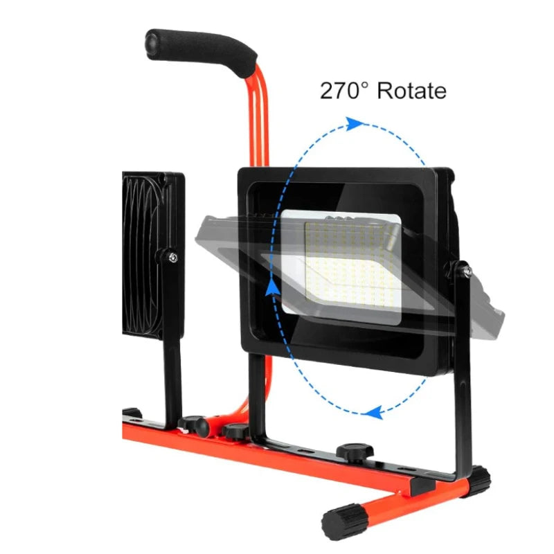 Rechargeable LED Camping Work Lantern Double Head Telescopic Tripod 33-70in 2 USB SOS IP65