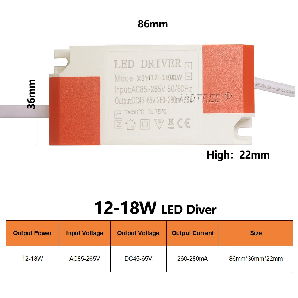 Isolated Constant Current LED Driver 1W-36W 260-300mA AC 85-265V Overvoltage Short Circuit Protection