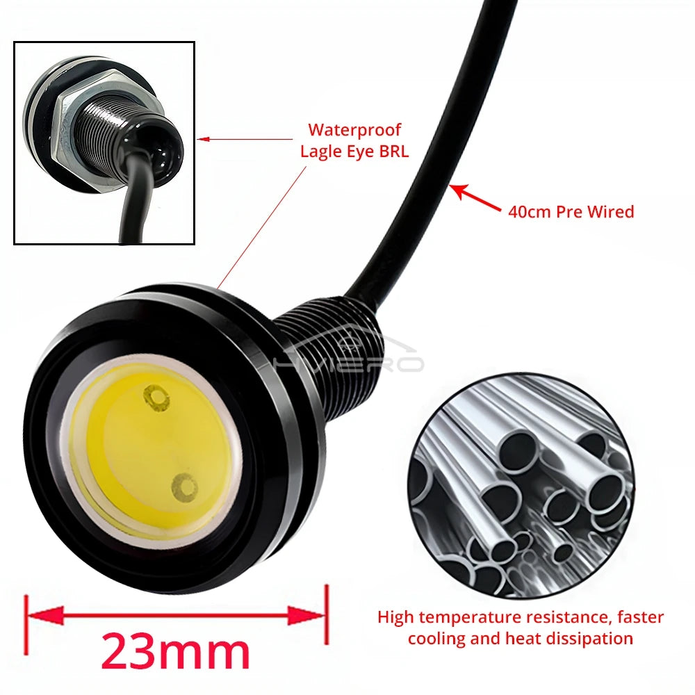 2X White Red Blue 23mm Eagle Eye Daytime Running DRL Car Moto Backup Led Parking Turn Signal lamp Brake Bulb Day Light Fog Lamp