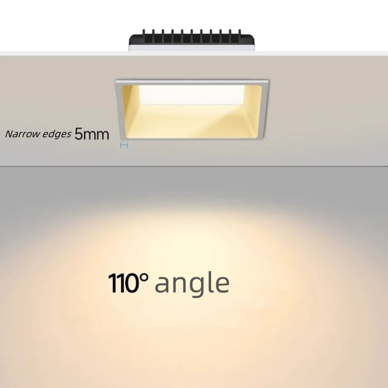 Dimmable Epistar LED Square Panel Downlight 12W 18W 24W 100lm/W 180° AC 110-240V Black White