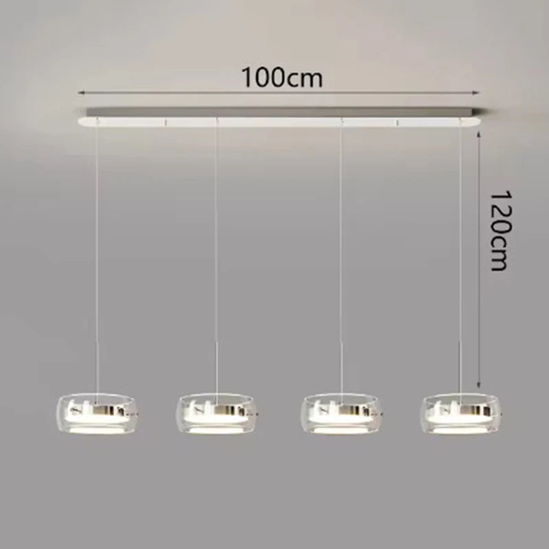 Modern Multi-Head Glass Pendant Light 1 3 4 Heads 5-60W Ironware Dimmable AC 90-265V