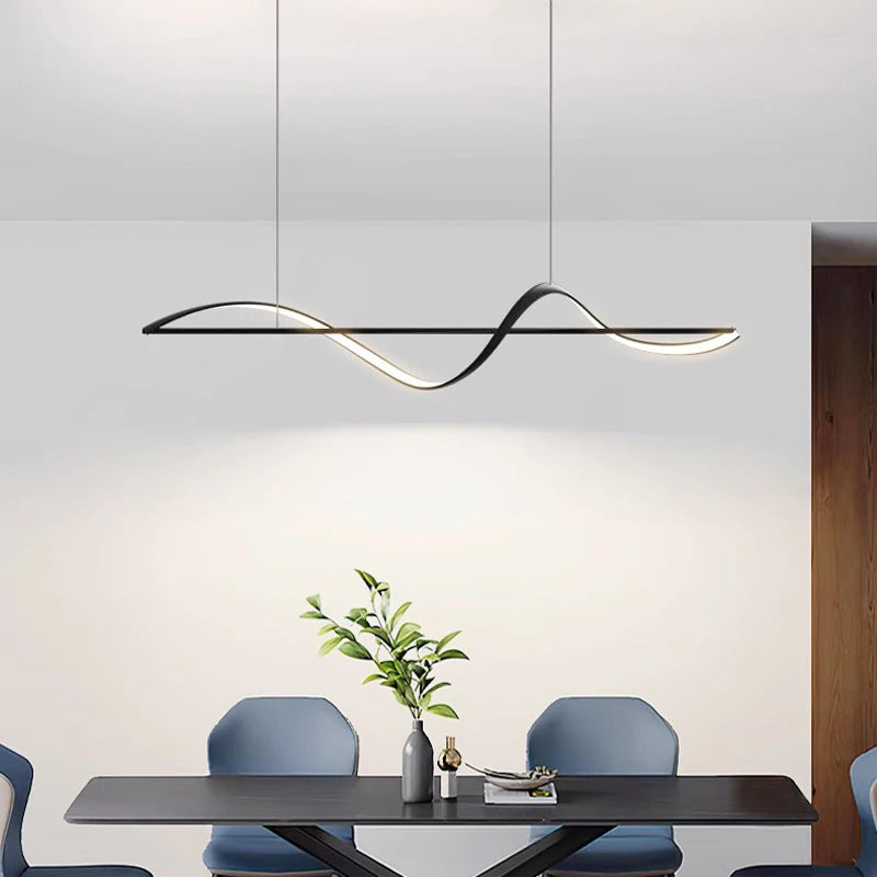 Modern Linear LED Pendant Chandelier 40W 60W 75W 120-160cm Black White Gold AC 110-265V