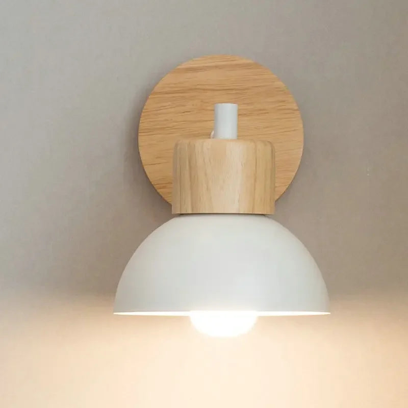 Nordic Wood Iron LED Wall Sconce E26 Single Head 40W Max Downlight AC 90-260V 15 x 19cm Bedroom Living Room Black White Bird Style