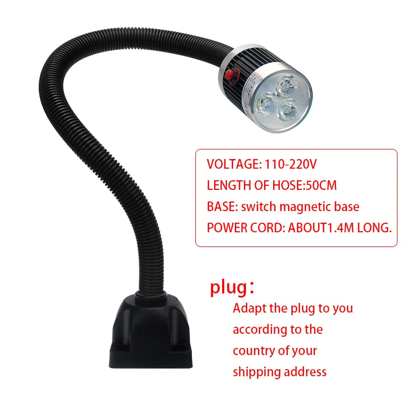 LED Machine Tool Work Light 3W 6W 9W Flexible Hose Arm Magnetic Screw Base CCC