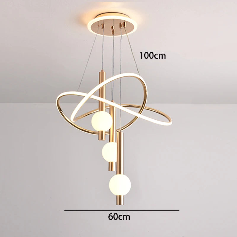 Modern 3D Acrylic LED Pendant Chandelier 75W 2200lm Dual-Mode Dimmable 50cm AC 90-240V
