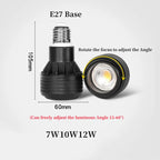 E27 LED PAR20 Spotlight 7W 10W 12W Adjustable Zoom 15-60 Degree Dimmable 110-220V