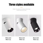 Dimmable Rotatable COB LED Surface Mounted Downlight 7W 10W 12W 15W 18W 20W Frosted Aluminum Knob Switch CRI 90 IP42 AC 85-265V Black