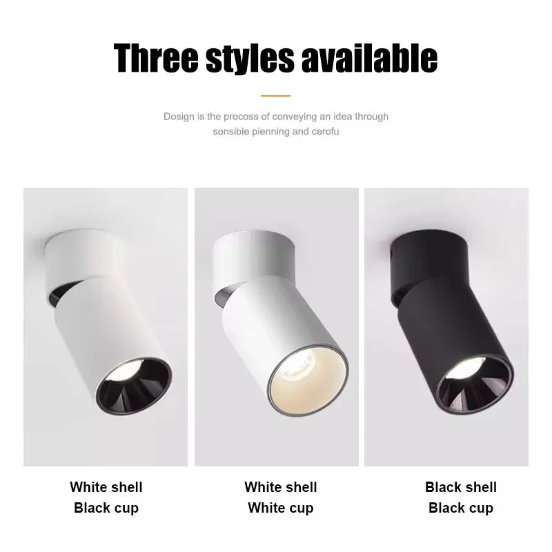 Dimmable Rotatable COB LED Surface Mounted Downlight 7W 10W 12W 15W 18W 20W Frosted Aluminum Knob Switch CRI 90 IP42 AC 85-265V Black