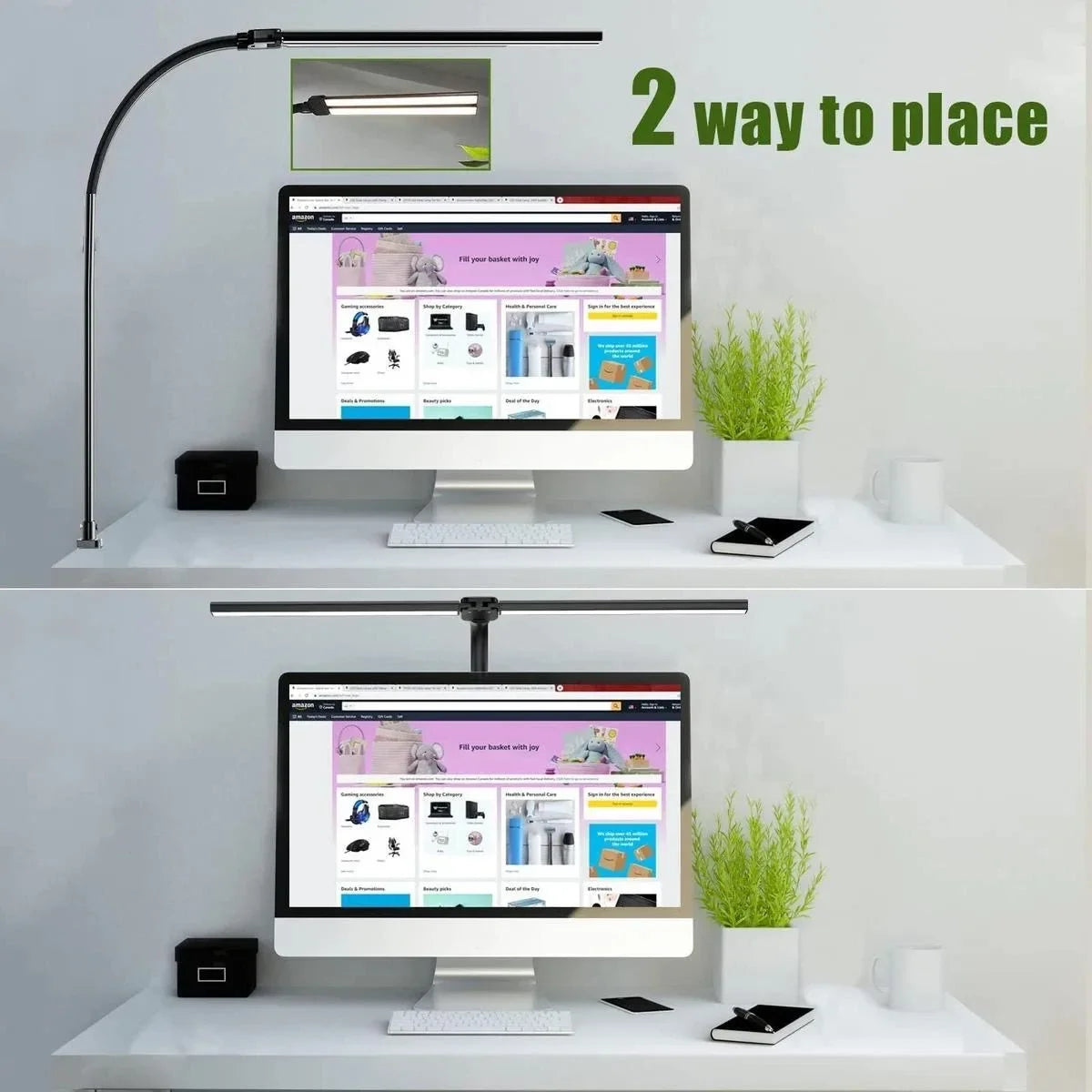 Double-Head LED Desk Lamp 80cm USB DC 5V CRI 90 5-Level Dim 5-CCT 2700-6500K Remote