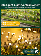 Solar LED Firefly Garden Stake Light IP44 Waterproof Warm White Swaying Flexible Branch Plastic Outdoor Pathway Patio Decor
