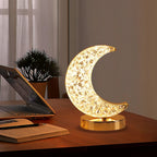 USB Rechargeable Touch Dimming LED Night Light Moon Star Acrylic Metal 3 Color Temperatures Stepless Dimming Bedroom Bedside