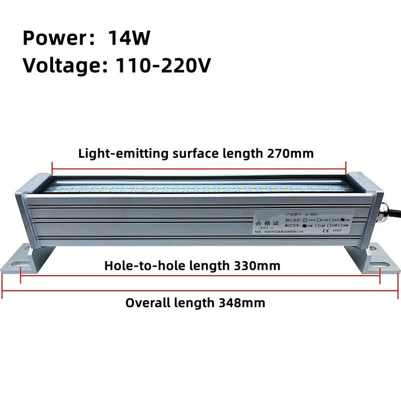 IP67 LED Machine Tool Work Light 10W to 40W Explosion Proof Waterproof Aluminum Alloy Tempered Glass AC 110-240V or DC 24-36V CNC Lathe Workshop