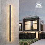 IP65 Motion Sensor LED Outdoor Linear Wall Lamp 20W to 62W Black Iron Baked Aluminum AC 85-265V Garden Villa Porch 21.7in to 78.7in