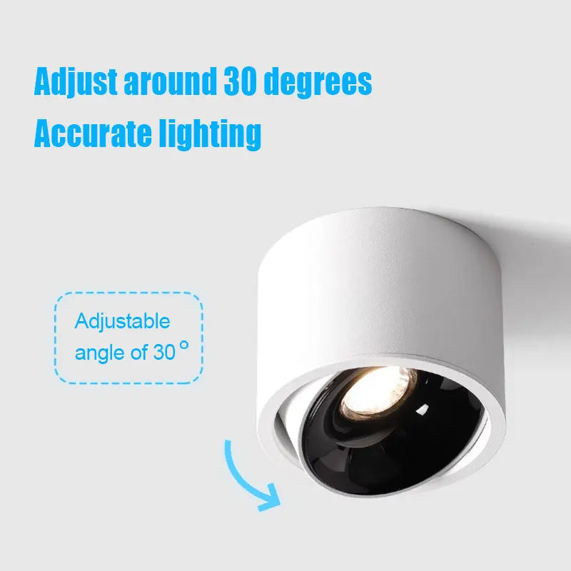 Dimmable COB LED Surface Mount Downlight 5W-18W CRI 92+ 36° IP65 Anti-Glare AC 85-265V